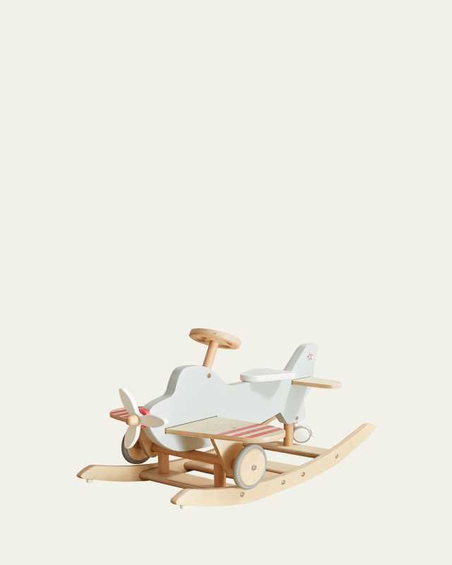 Kid's Wooden Airplane Rocker & Ride-On